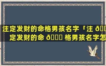 注定发财的命格男孩名字「注 🍁 定发财的命 🐒 格男孩名字怎么取」